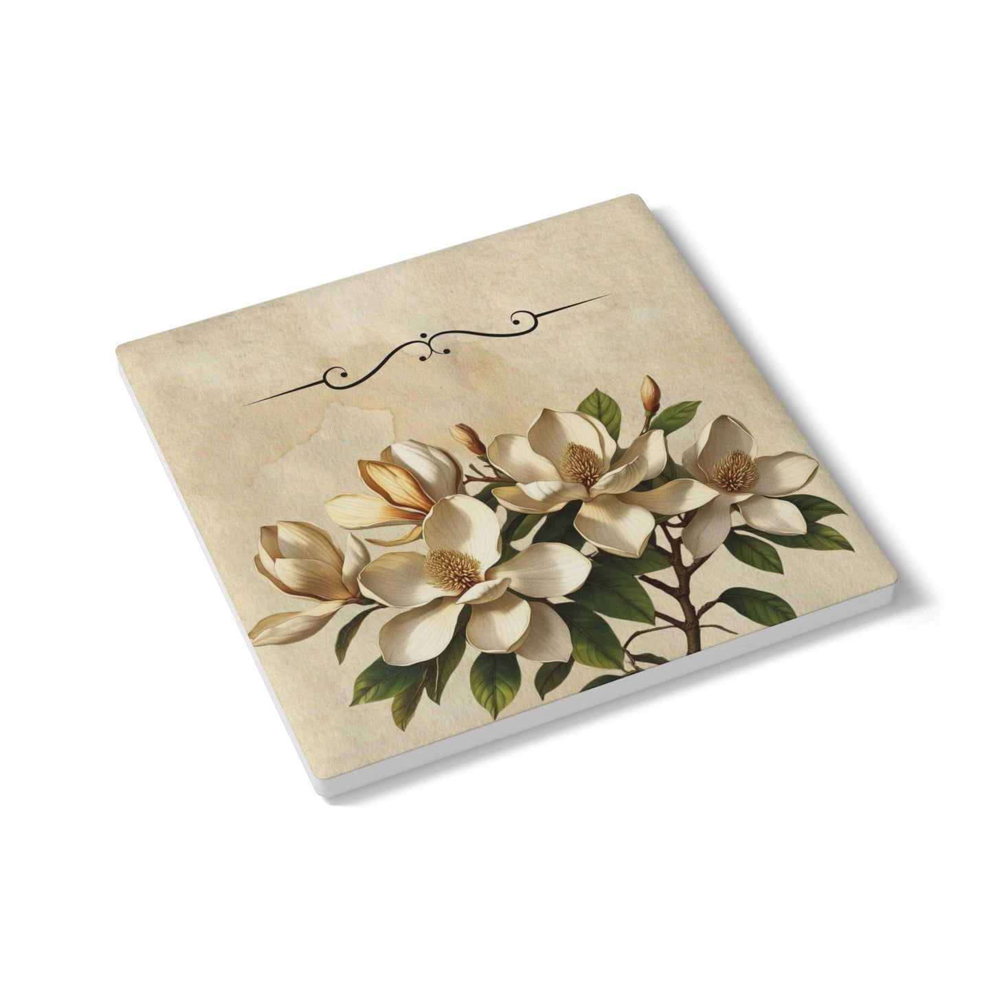 Vintage magnolia flower Ceramic Coaster
