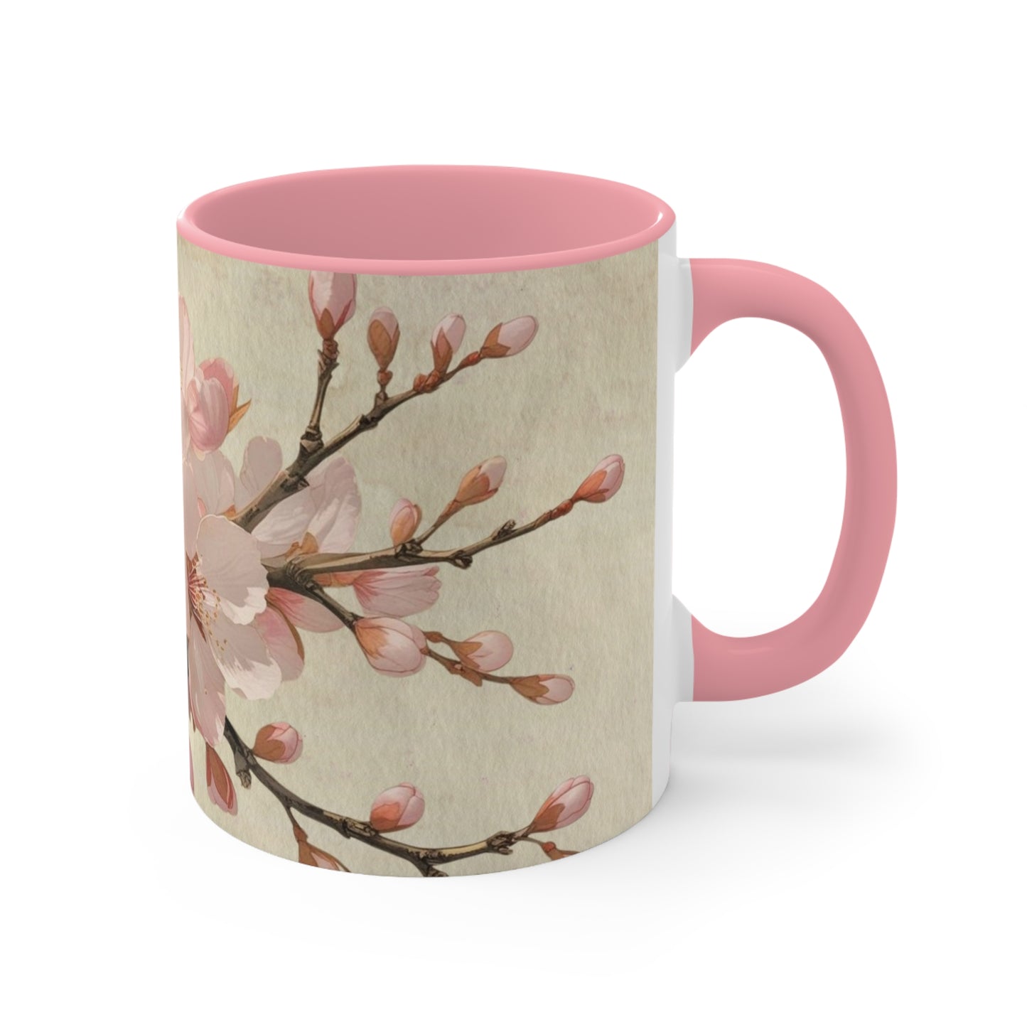 Accent Mugs - Vintage cherry blossom, Sakura Coffee Cup, Floral Tea Mug, Japanese Blossom Drinkware, Unique Gift for Nature Lover