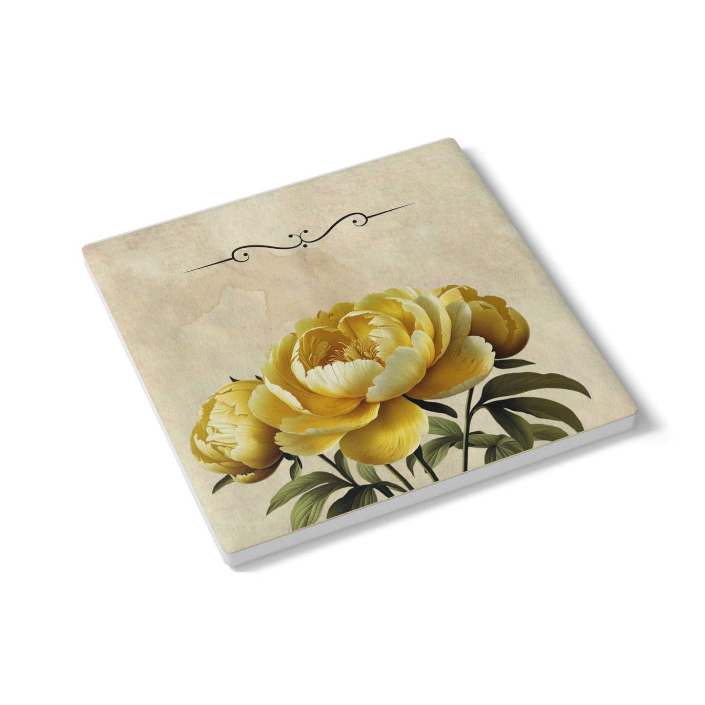 Vintage peony flower Ceramic Coaster