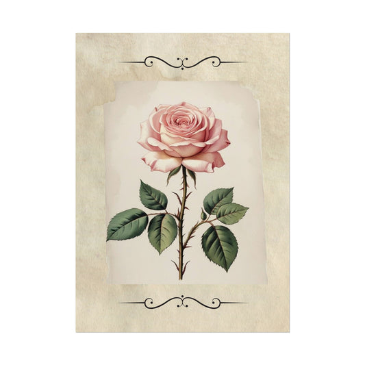 Poster Prints - Vintage Pink Rose Design