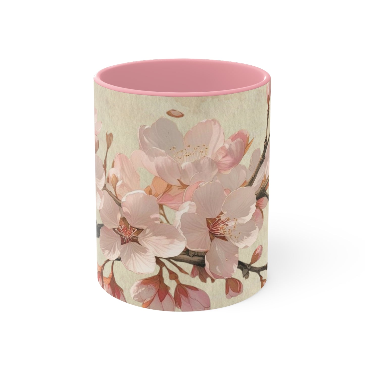 Accent Mugs - Vintage cherry blossom, Sakura Coffee Cup, Floral Tea Mug, Japanese Blossom Drinkware, Unique Gift for Nature Lover