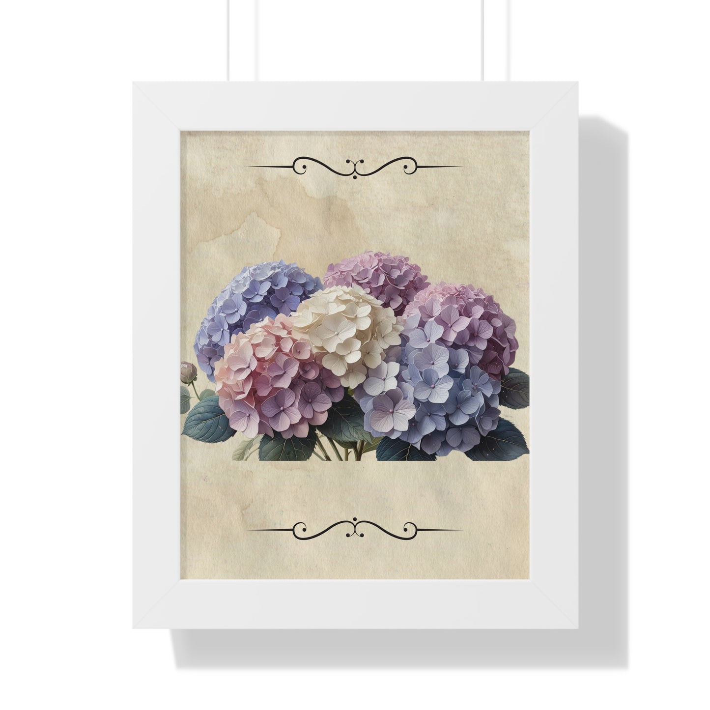 Vintage hydrangea Framed Vertical Poster