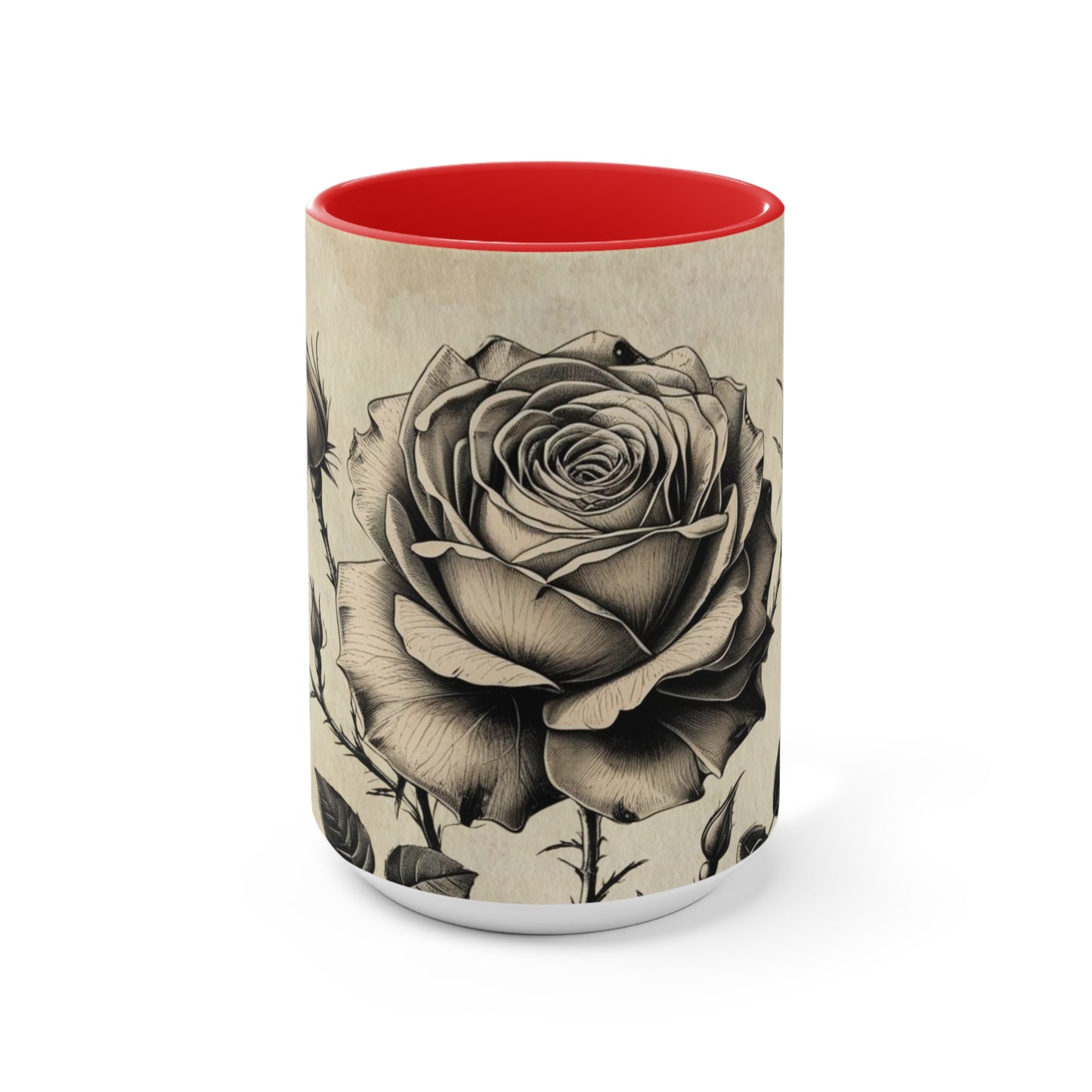 Vintage black and grey rose Accent Mugs