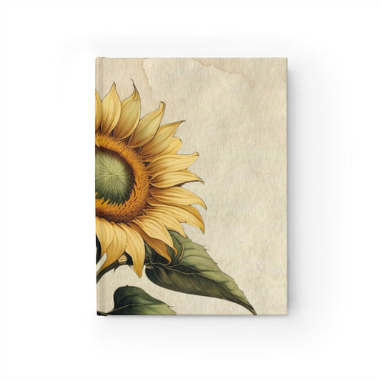 Vintage sunflower flower Journal - Ruled Line