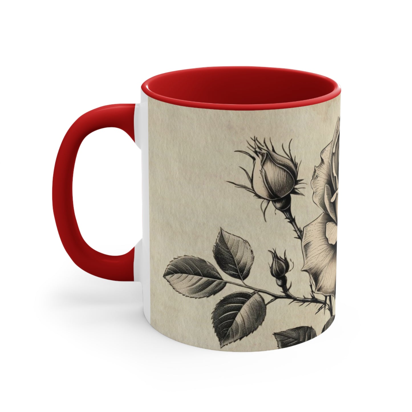 Vintage black and grey rose Accent Mugs