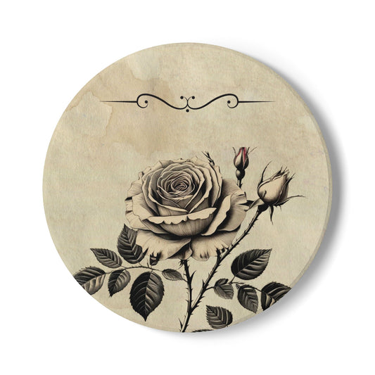 Vintage black and grey rose Ceramic Coaster