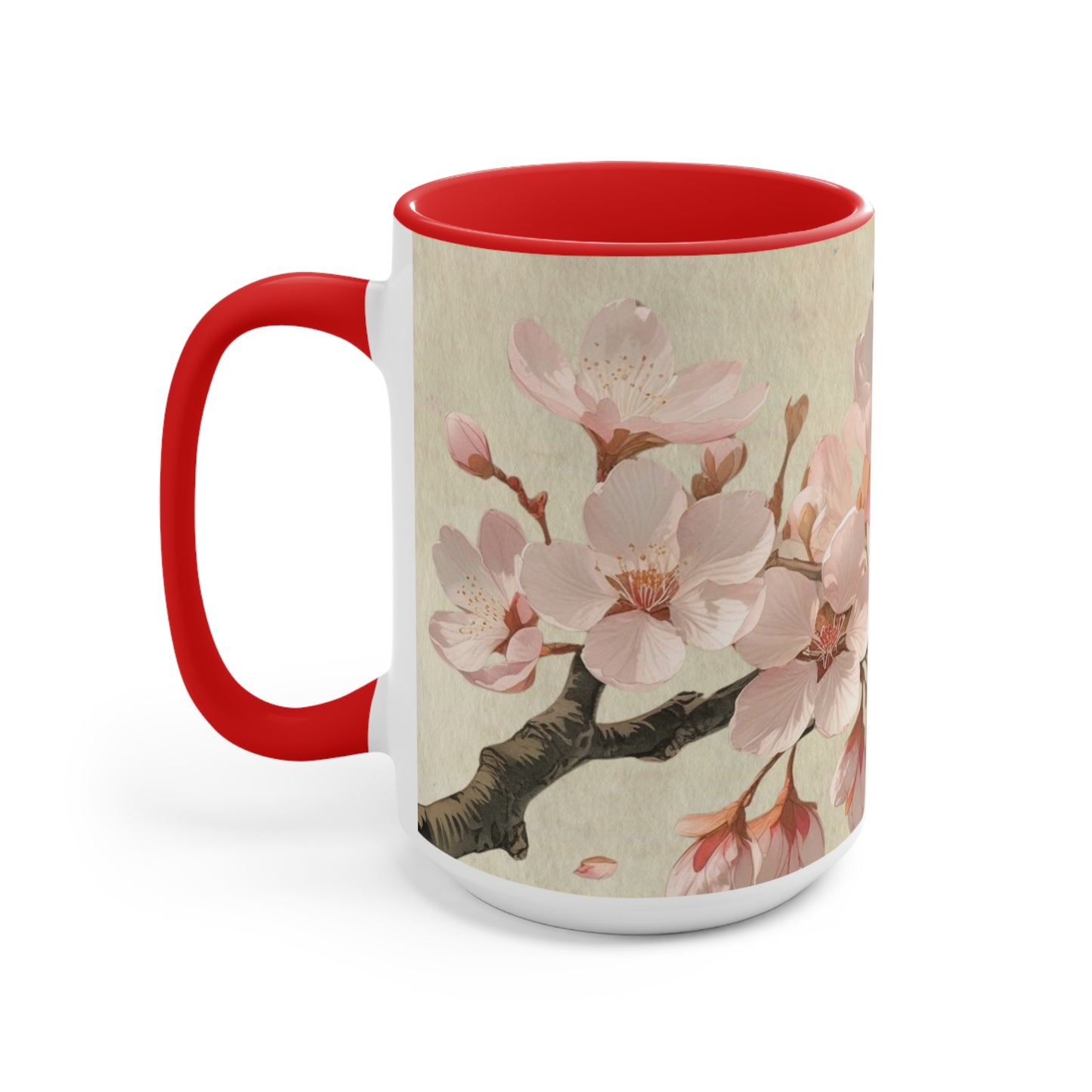 Accent Mugs - Vintage cherry blossom, Sakura Coffee Cup, Floral Tea Mug, Japanese Blossom Drinkware, Unique Gift for Nature Lover