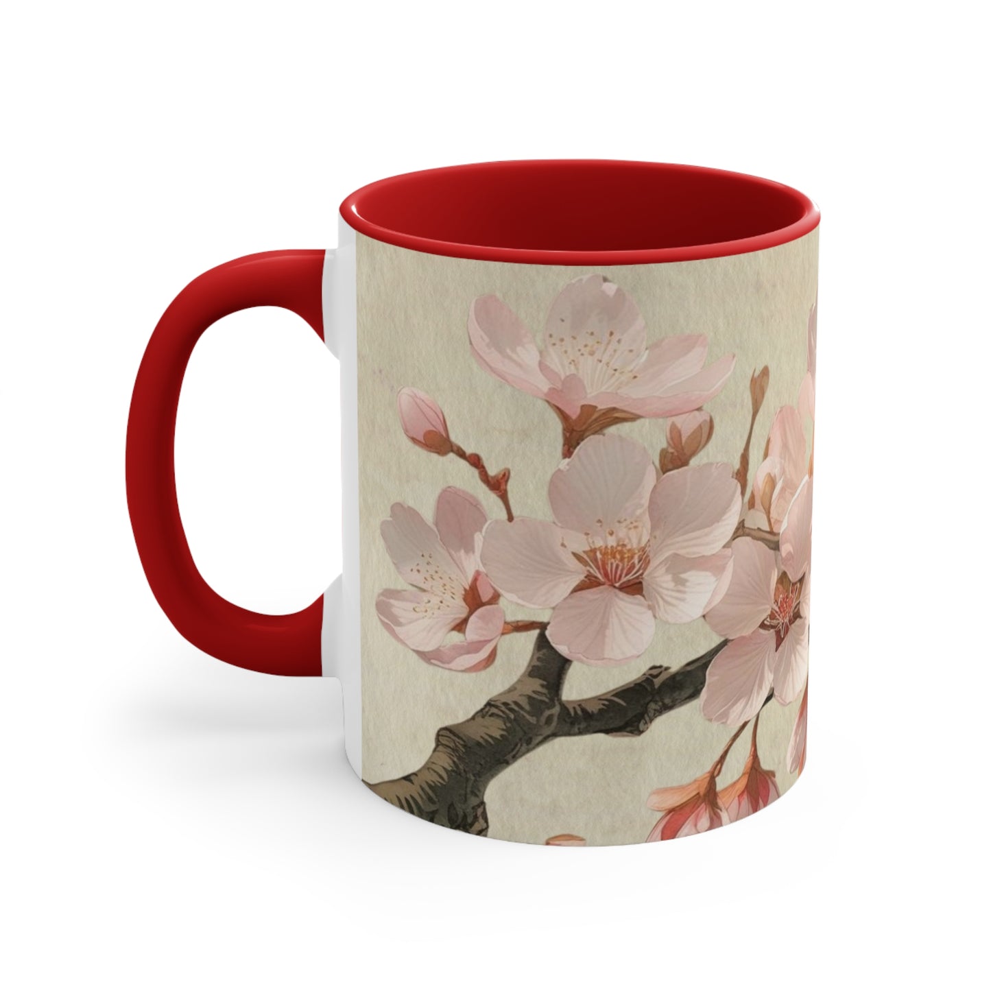 Accent Mugs - Vintage cherry blossom, Sakura Coffee Cup, Floral Tea Mug, Japanese Blossom Drinkware, Unique Gift for Nature Lover