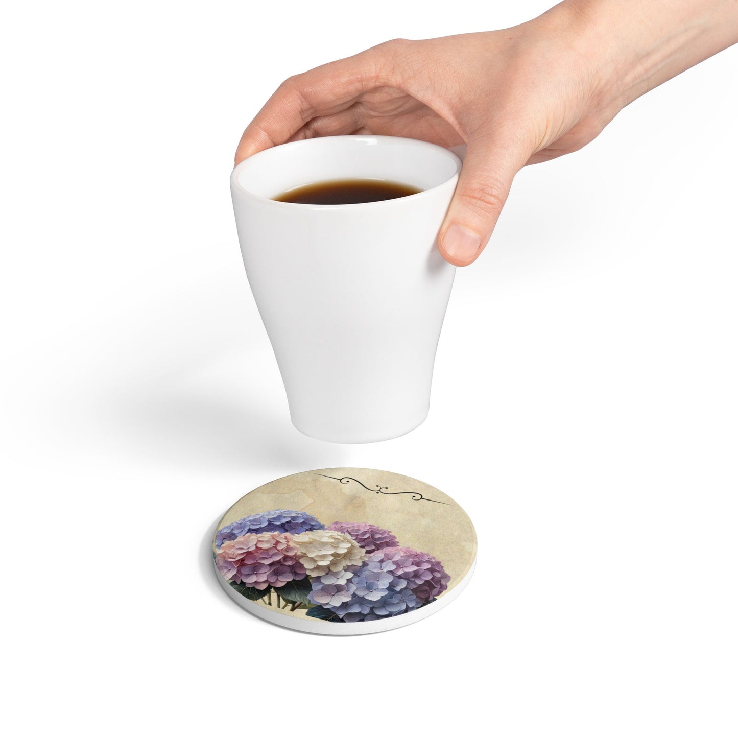 Vintage hydrangea flower Ceramic Coaster