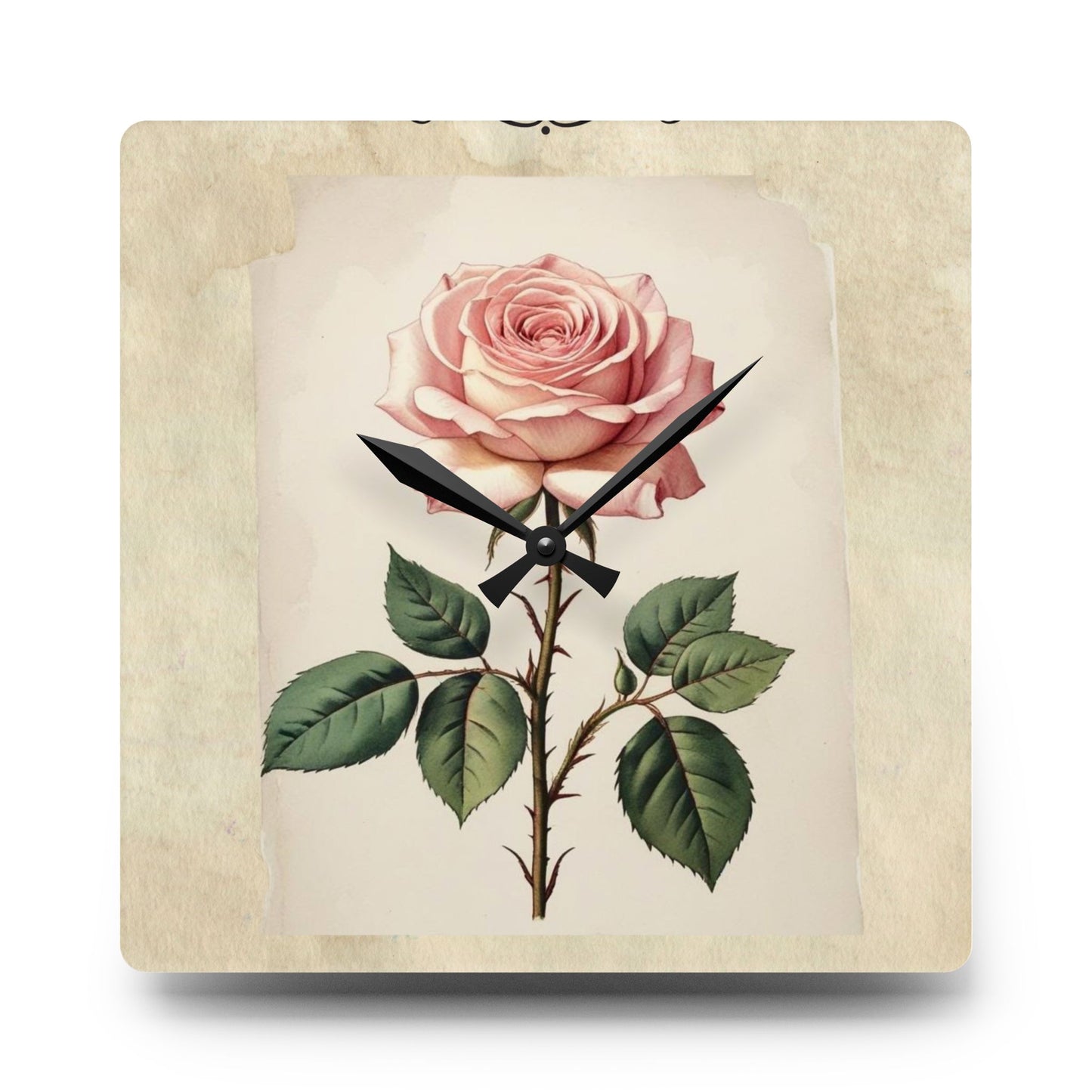 Vintage pink rose Acrylic Wall Clock