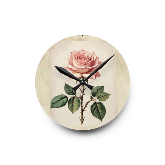 Vintage pink rose Acrylic Wall Clock