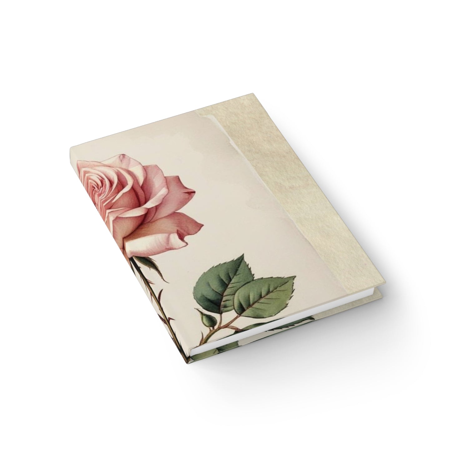 Vintage pink rose flower Journal - Ruled Line