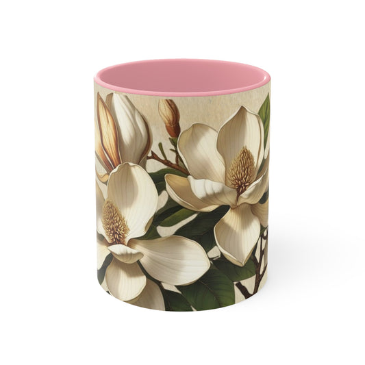 Mug - Vintage Magnolia Flower Accent Mug