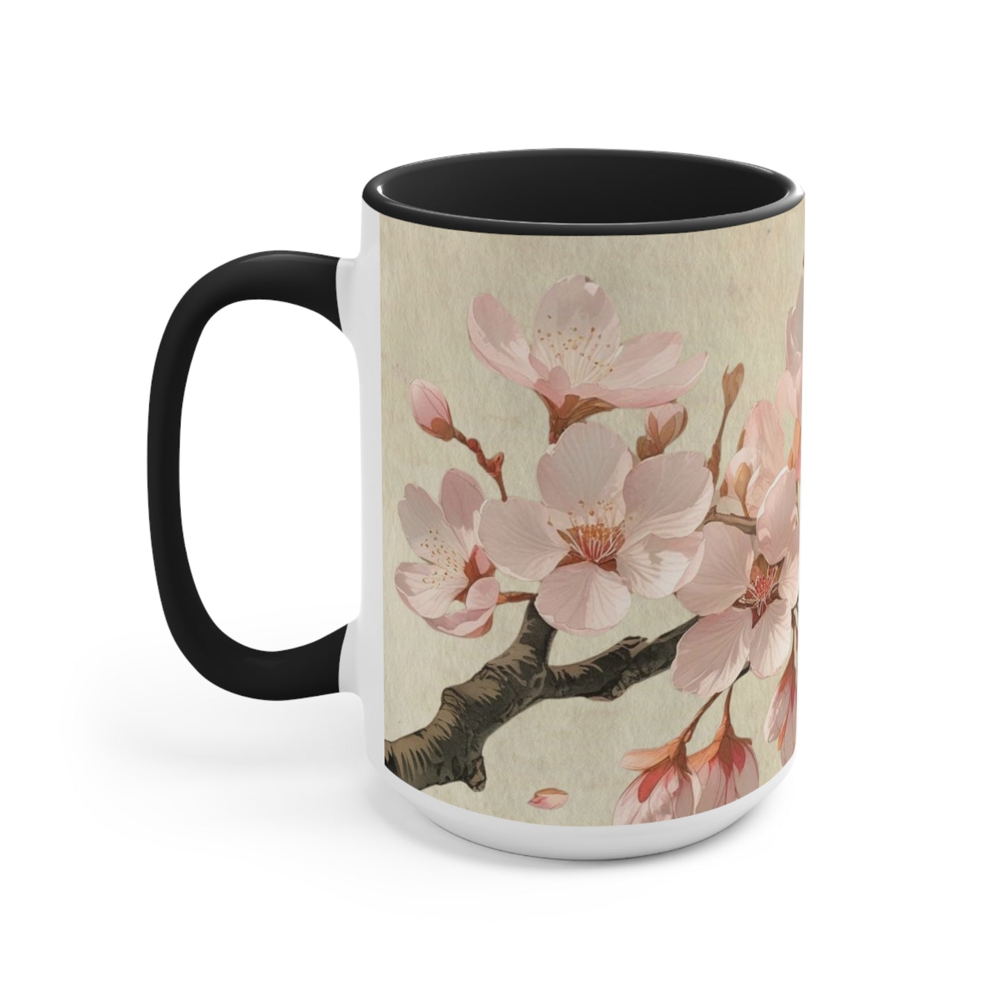 Accent Mugs - Vintage cherry blossom, Sakura Coffee Cup, Floral Tea Mug, Japanese Blossom Drinkware, Unique Gift for Nature Lover