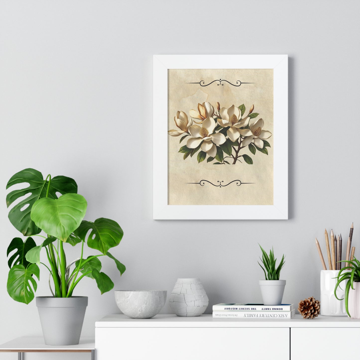 Vintage Magnolia Framed Vertical Poster