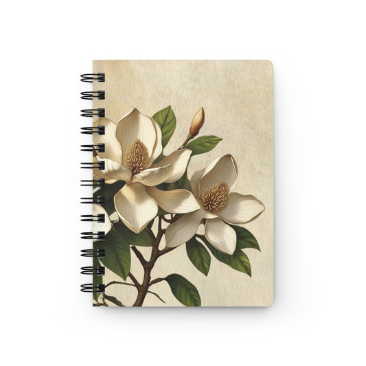 Vintage magnolia flower Spiral Bound Journal