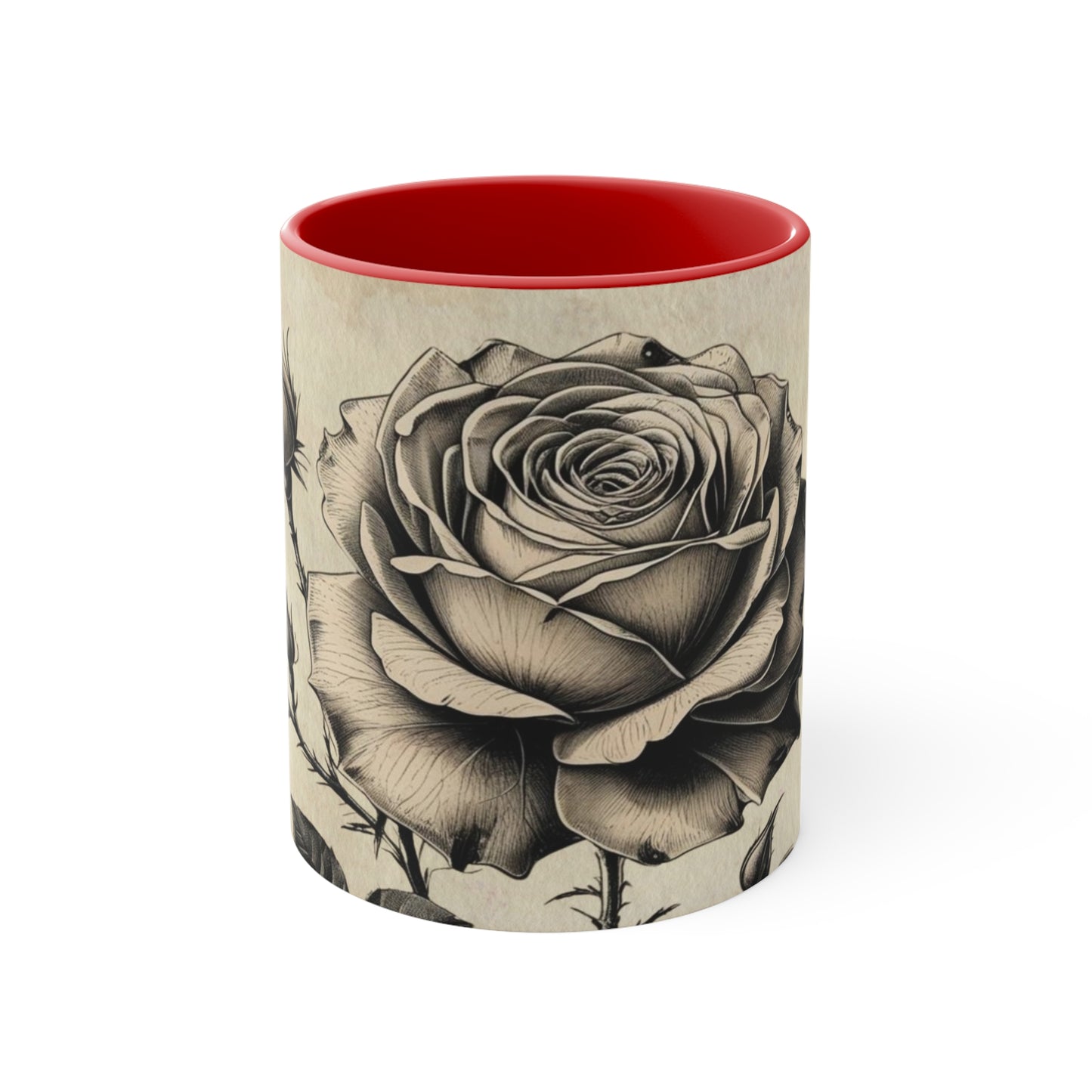 Vintage black and grey rose Accent Mugs
