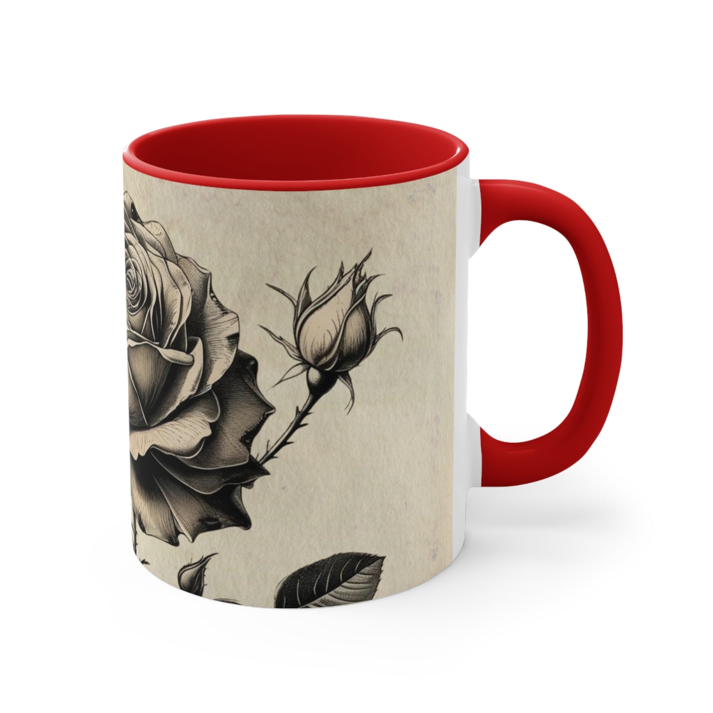 Vintage black and grey rose Accent Mugs