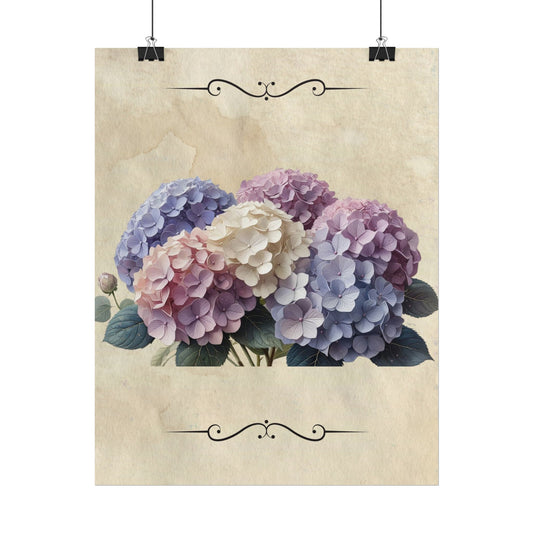 Rolled Posters - Vintage Hydrangea Wall Art