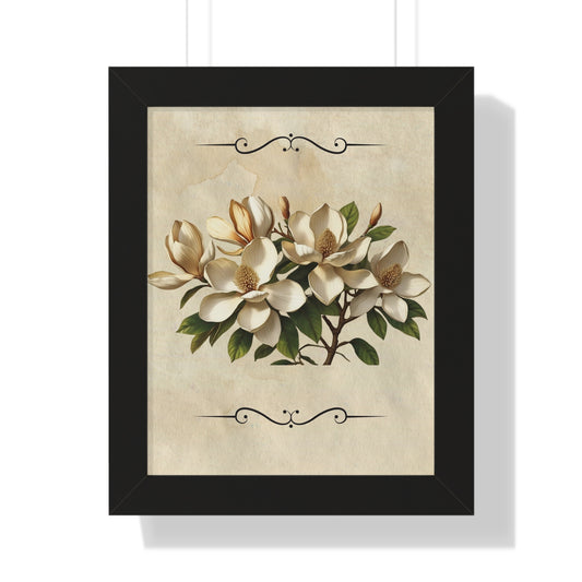 Vintage Magnolia Framed Vertical Poster