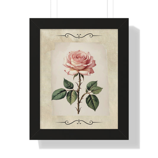 Vintage pink rose Framed Vertical Poster