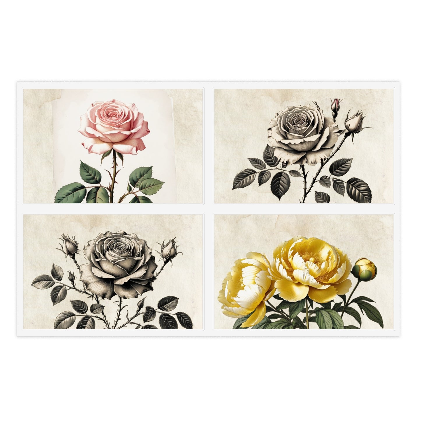 Vintage flowers #3 Sticker Sheets