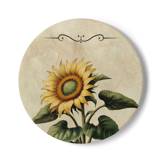 Vintage sunflower flower Ceramic Coaster