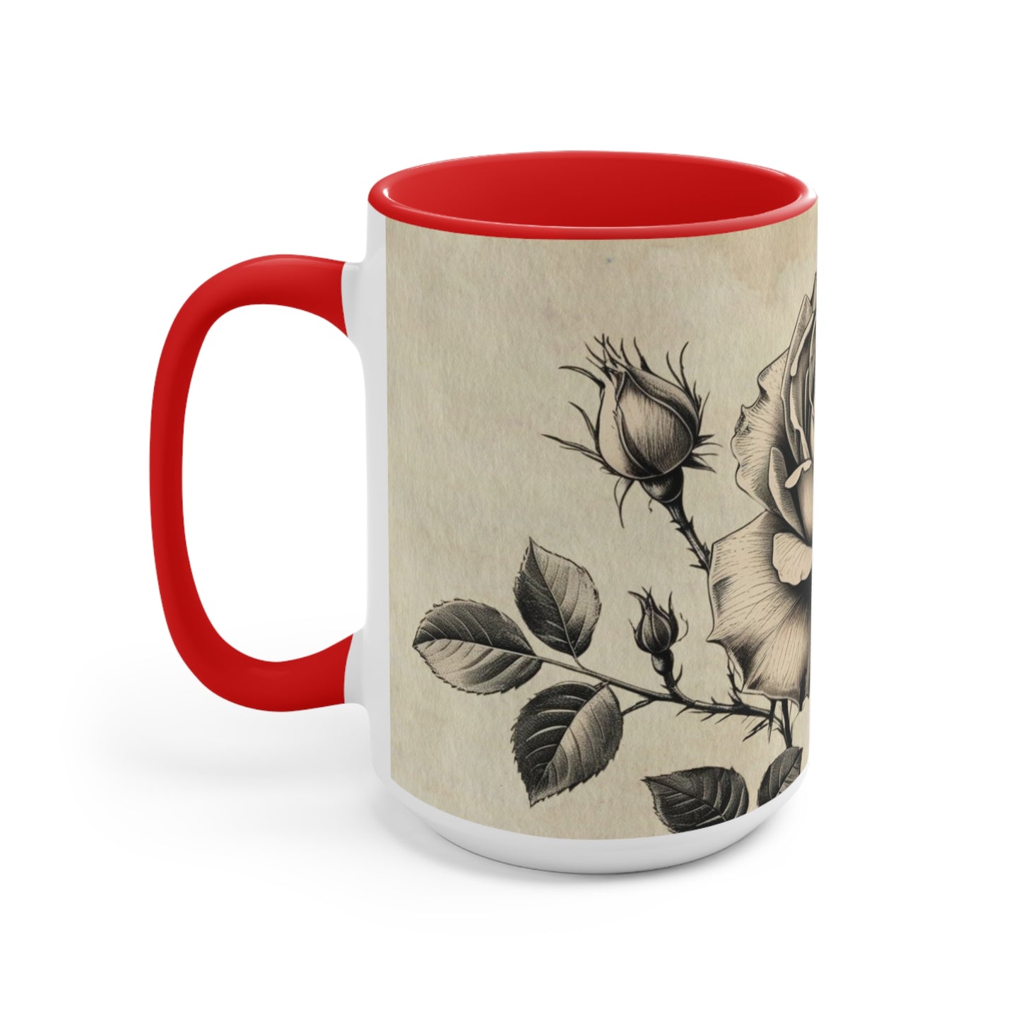 Vintage black and grey rose Accent Mugs