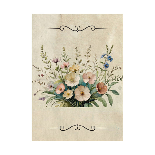 Poster Prints - Vintage Assorted Flowers Design