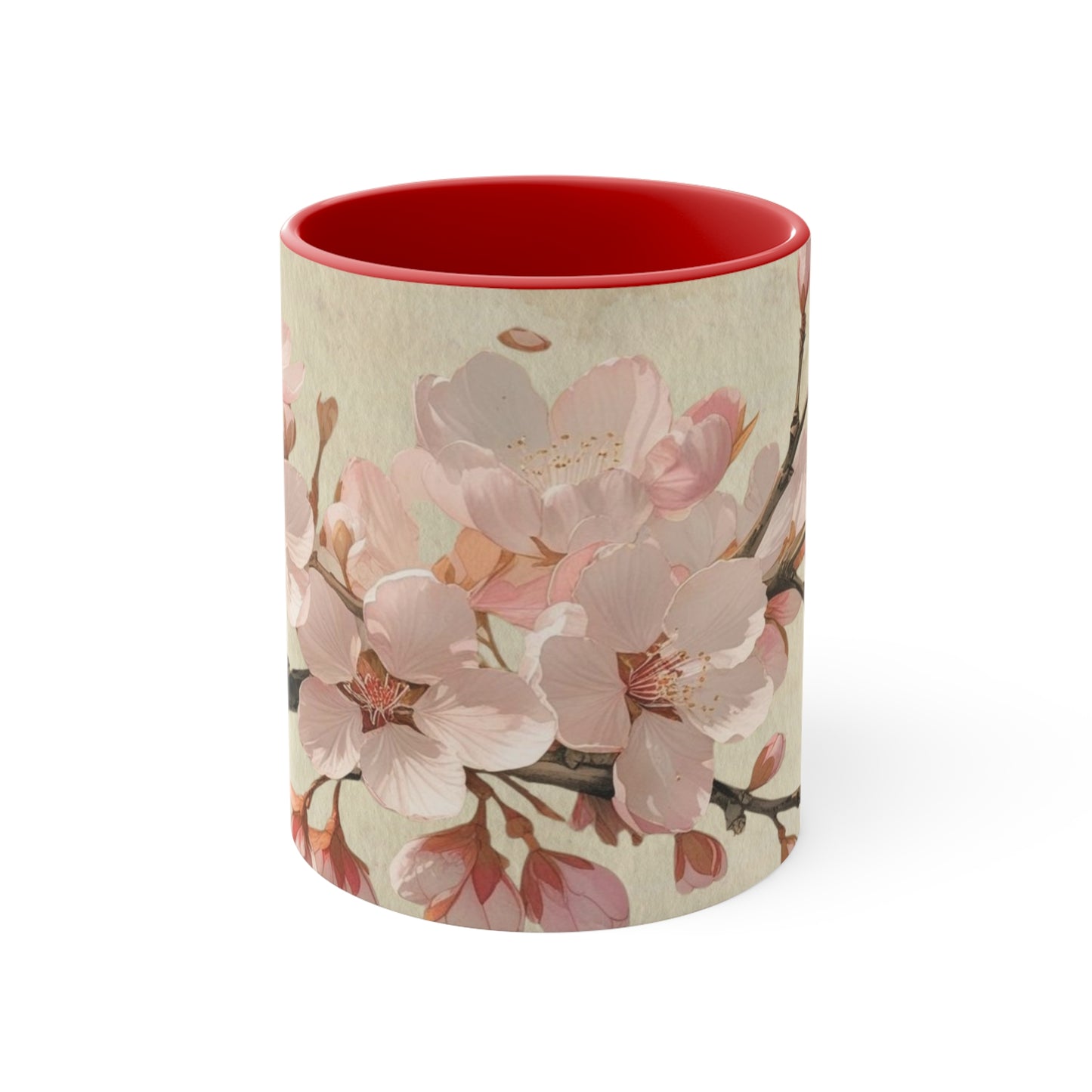 Accent Mugs - Vintage cherry blossom, Sakura Coffee Cup, Floral Tea Mug, Japanese Blossom Drinkware, Unique Gift for Nature Lover