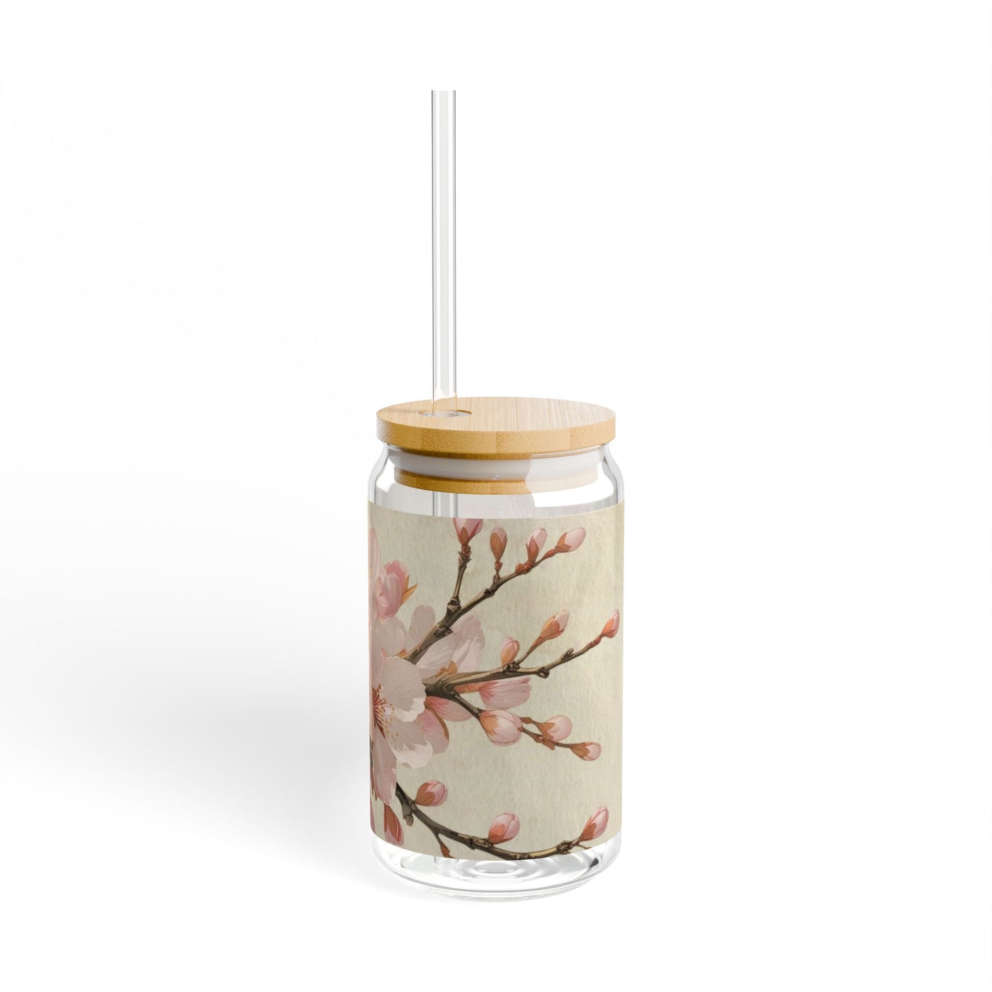 Vintage cherry blossom flower Sipper Glass, 16oz