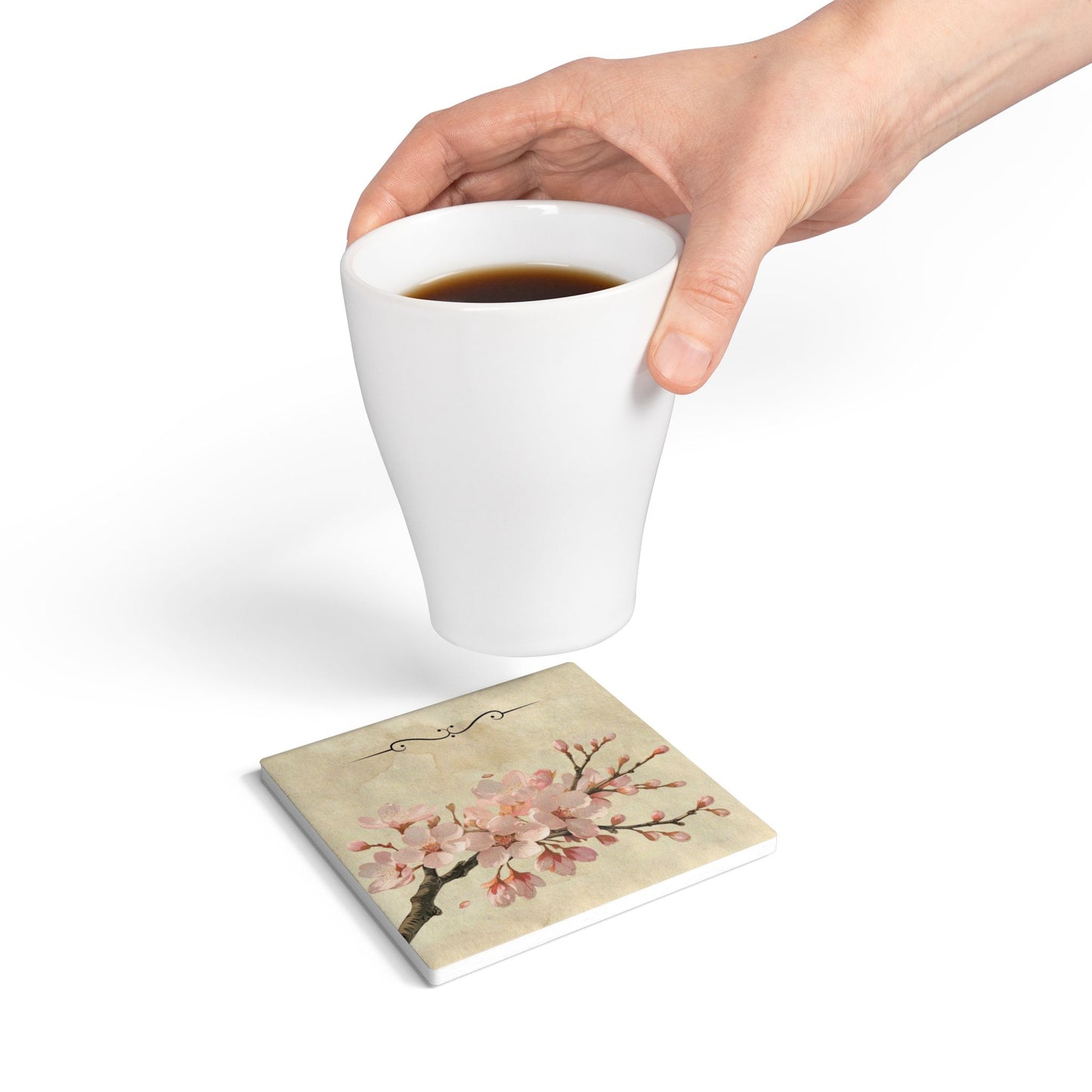 Vintage cherry blossom Ceramic Coaster