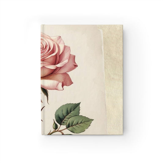 Vintage pink rose flower Journal - Ruled Line